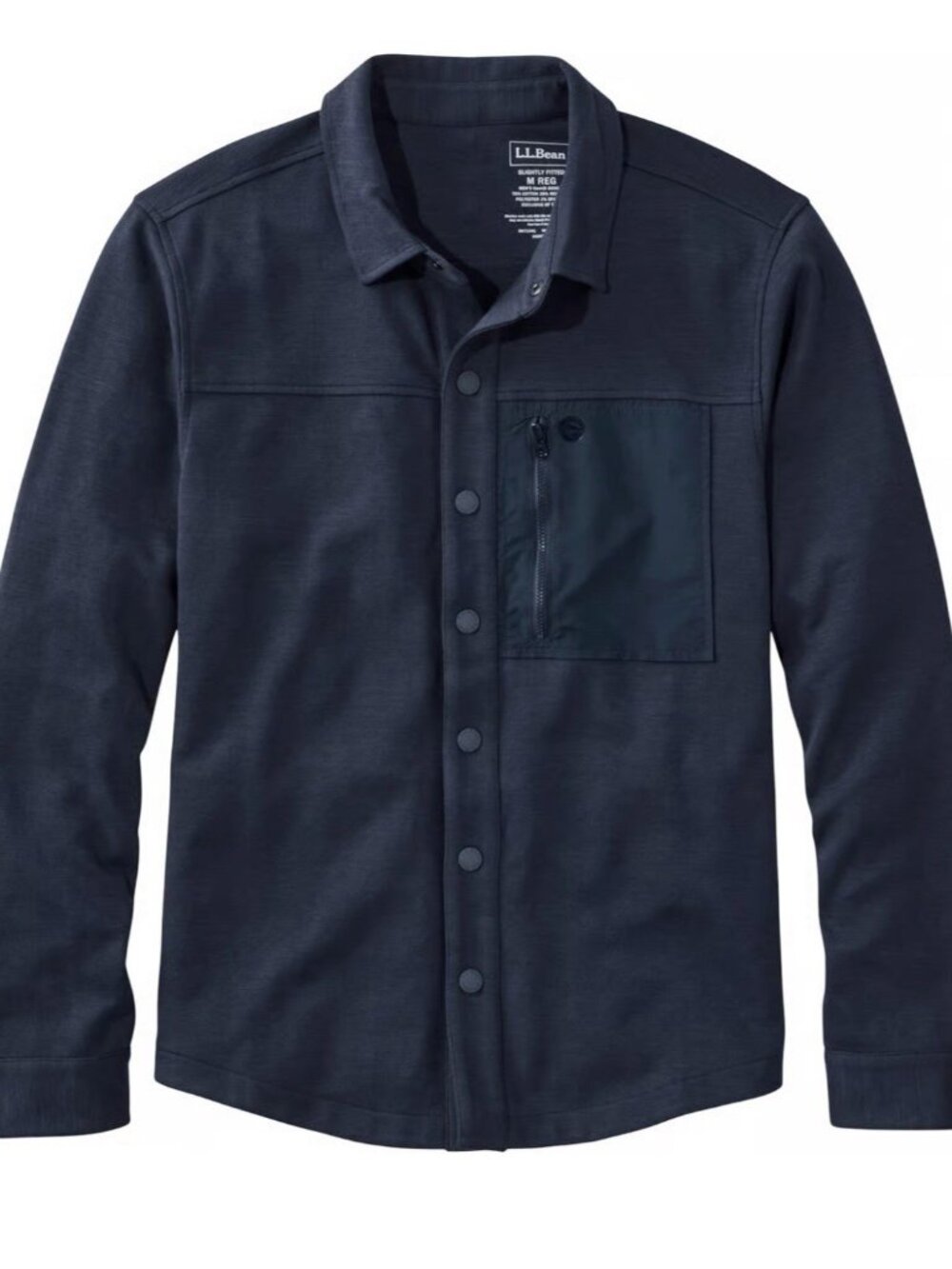 LL Bean Slightly Fitted Explorer Jacket-  Large L Navy Snap Front Shacket Shirt